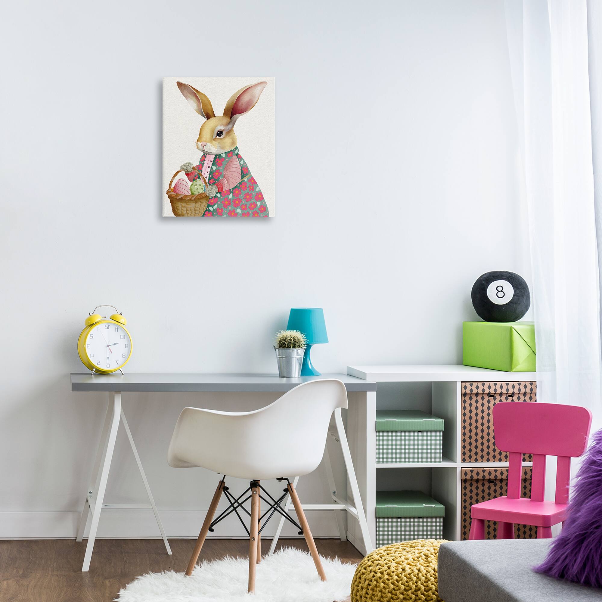 Stupell Industries Easter Bunny with Egg Basket Canvas Wall Art